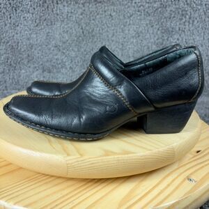 Born Kinney Shoes Womens Size 8.5 Black Leather Slip On Low Heel Booties